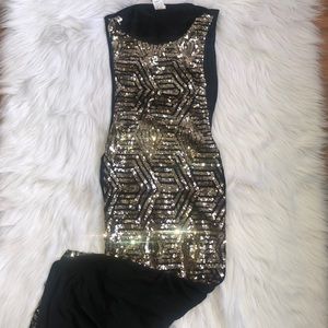 Stunning gold and black sequence midi dress